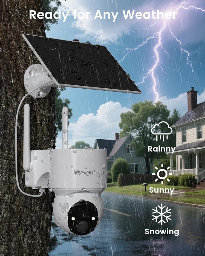Security Cameras Outdoor Wireless, No Subscription, 4 Cam-Kit, 128G Local Storage HomeBase, 2K Solar Security Camera Wireless System with 360° Pan & Tilt, Color Night Vision, Motion Detection