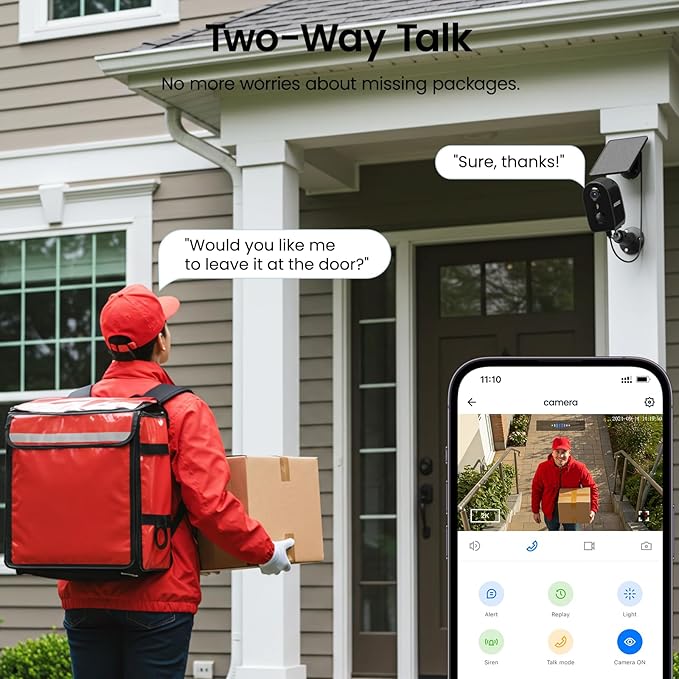 Cameras for Home Security-2.4Ghz WiFi Security Cameras Wireless Outdoor, Battery Powered with Solar Panel, Color Night Vision, AI Motion Detection, SD Card/Cloud Storage, Work with Alexa, Y8 2P