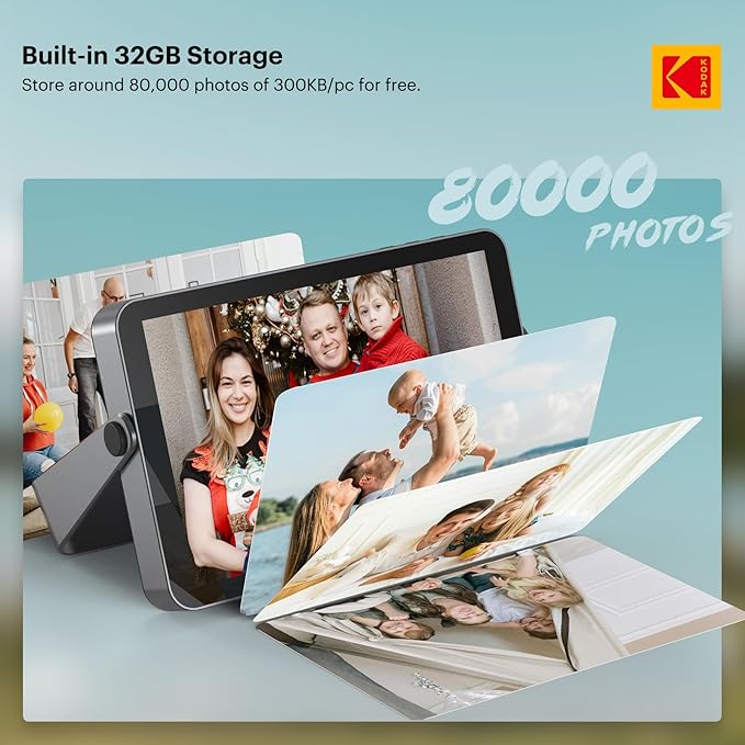 KODAK Wireless Digital Picture Frame with 4000mAh Battery Powered,10.1 Inch 1920x1200 G+G IPS Touch Screen Digital Picture Frame, 32GB Storage, Auto-Rotate, KODAK APP, Gifts for Women
