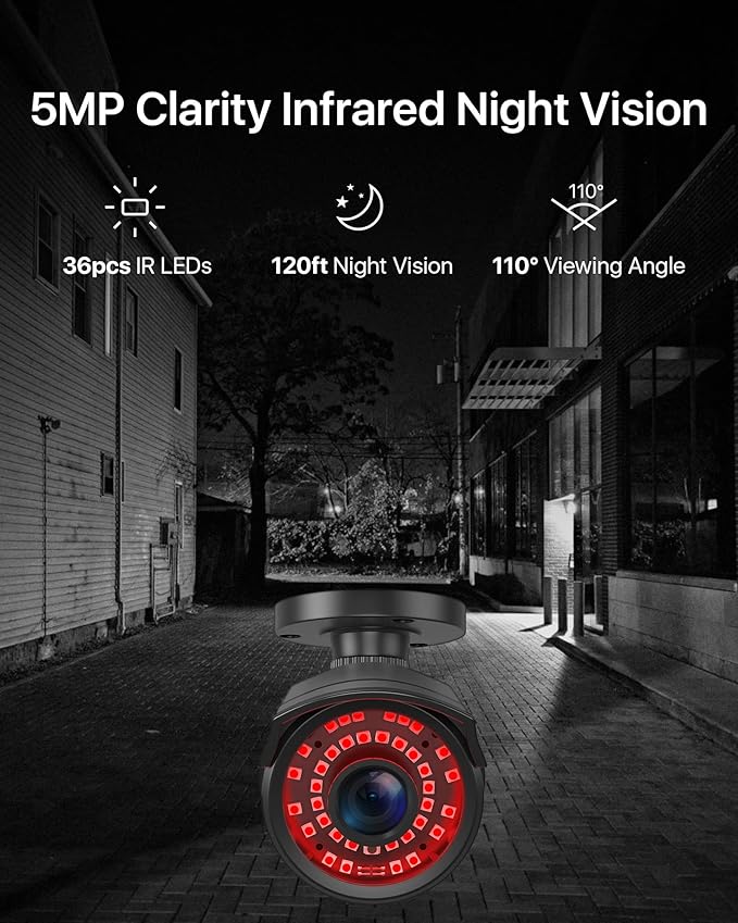ZOSI 2 Pack 5MP 3K Add-on Security POE Camera with Cable, 2880 x 1620 Indoor Outdoor Bullet IP Camera, 120ft Night Vision, 3.6mm Lens, 95°View Angle, IP66 Weatherproof (Only Work with Our PoE NVR)