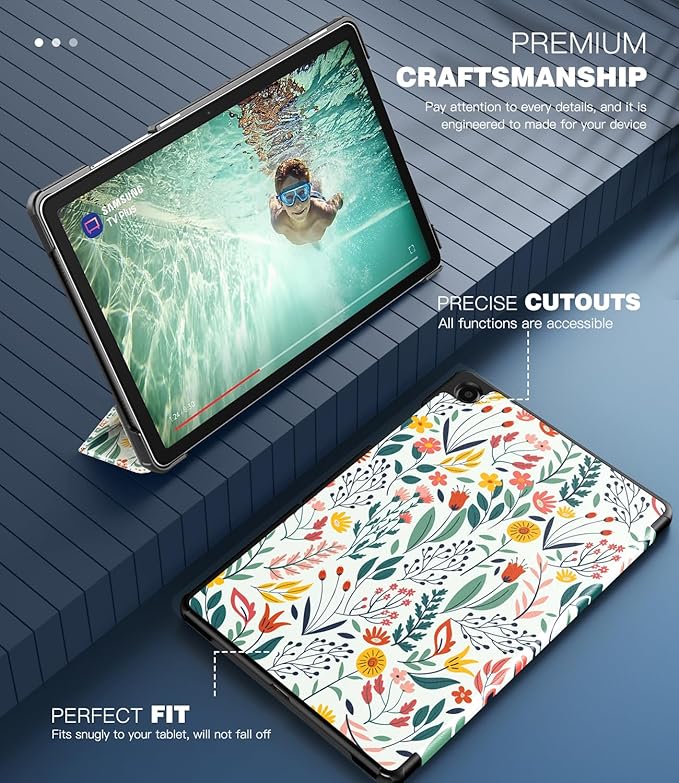 TiMOVO Case for Samsung Galaxy Tab A9+/A9 Plus 11 Inch 2023, Slim Lightweight Stand Hard Back Shell Protective Cover for Galaxy Tab A9+ Tablet SM-X210/X216/X218, Auto Wake/Sleep, Flowers
