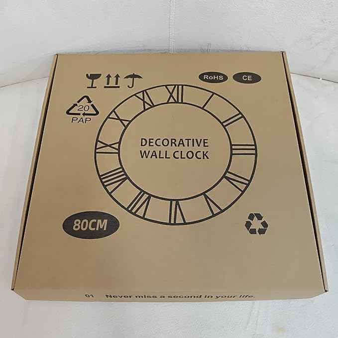 Large Wall Clock For Living Room Decor - 80cm/ 32 Inches Nearly Silent Non-Ticking Metal Wall Clocks Battery Operated, Vintage Decorative Modern Wall Clock For Bedroom, Office, Farmhouse Decor