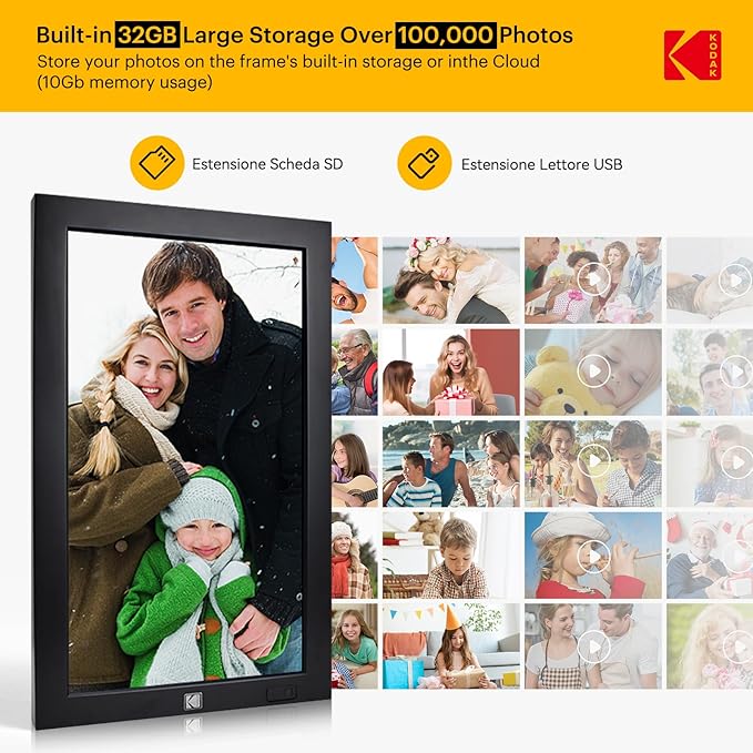 KODAK 17.3" X-Large WiFi Digital Picture Frame - 1920x1080 FHD IPS Display with 32GB Storage, Auto-Rotate, Remote Control, Wall Mountable, Compatible with Alexa, for Family