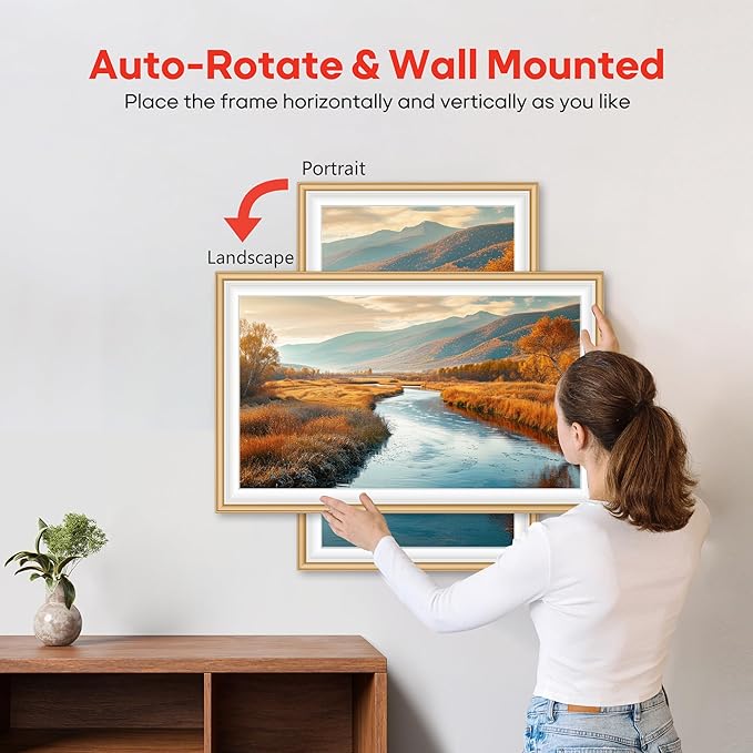 64GB Frameo 15.6" Digital Picture Frame Large 1920 x 1080 IPS FHD Touch Screen WiFi Electronic Photo Frames Share Moments Instantly Anywhere Best Gifts for Parents and Grandparents Golden White