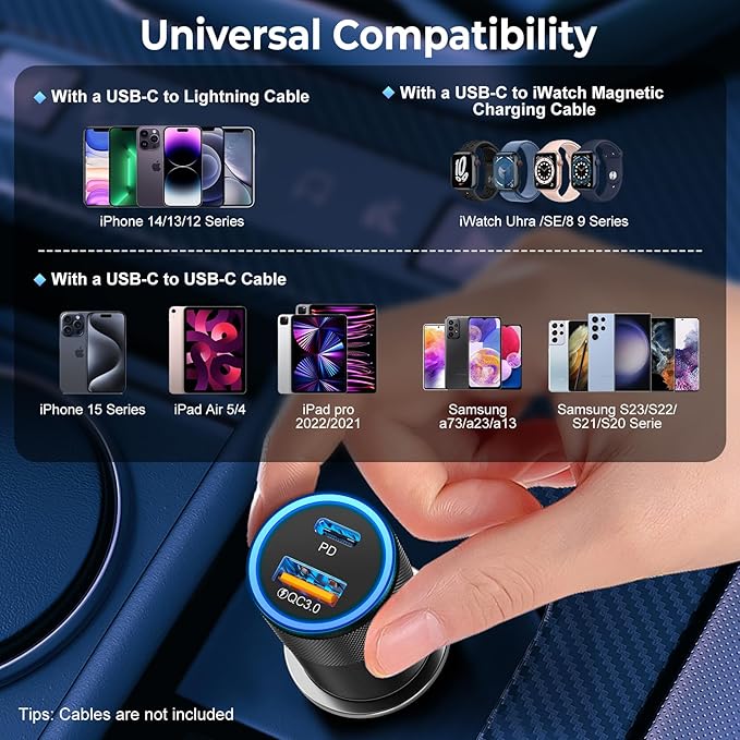 Car Charger USB C 3-Pack, Ancekoy 38W Dual Port PD + QC 3.0 Car Charger Adapter Fast Charging Cigarette Lighter Adapter for iPhone 16 15 14 13 12 11 Pro Max, Samsung, Tablet