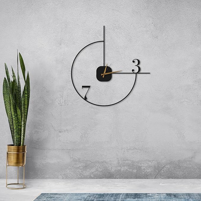 Minimalist Wall Clock 20-Inch – Black Metal, Silent Non-Ticking Quartz, Sleek Contemporary Design for Living Room, Kitchen, Office