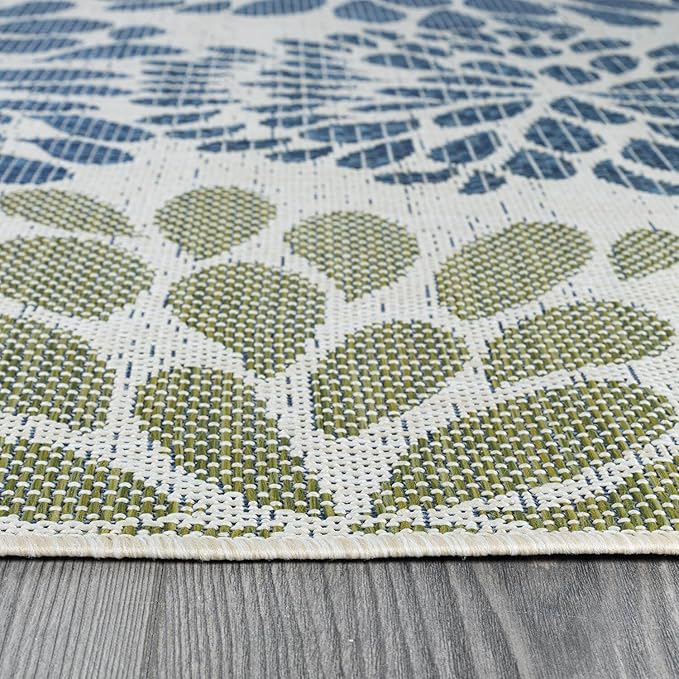 Beverly Rug Outdoor Rug 10x14 Modern Exotic Tropical Leaf Area Rugs for Indoor and Outdoor Patio Deck Porch Garden Water Resistant Washable Outside Carpet (10 x 14 Olive)