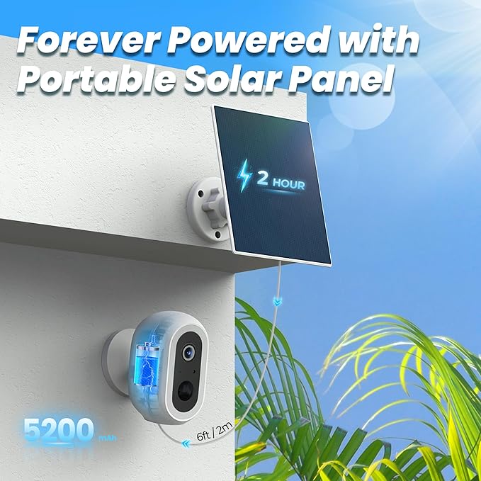 Laview 2K Solar Security Cameras Wireless Outdoor, Rechargeable Battery Wifi Cameras for Home Security with Spotlight Color Night Vision,Siren Alarm,AI Human Detection,IP65,2-Way Talk,Cloud/SD Storage