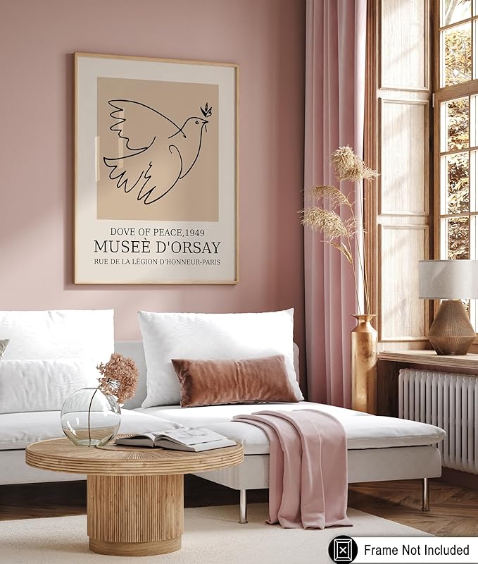 Poster Master Vintage Poster - Retro Minimalist Print - Gift for Artist, Friend - Dove Of Peace, Line Drawing, Sketch, Abstract - Wall Decor for Living Room, Bedroom, 18x24 Unframed Wall Art