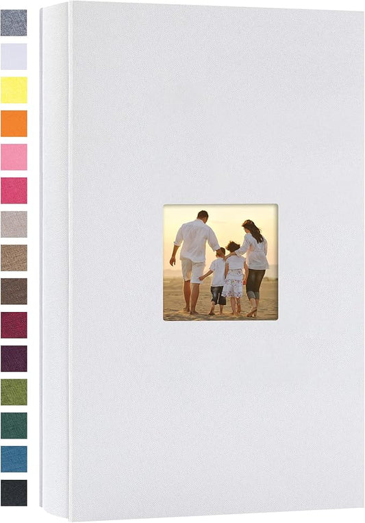 potricher Small Photo Album 4x6 300 Photos Linen Cover Picture Photo Book for Family Wedding Anniversary Baby Vacation (White,300 Pockets)