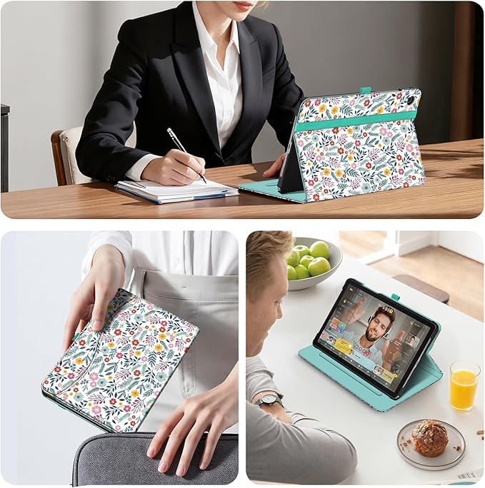 Fintie Case for Samsung Galaxy Tab A9 Plus/A9+ 5G 11 Inch 2023 Model (SM-X210/X216/X218), Multi-Angle Viewing Smart Stand Back Cover with Pocket Auto Wake/Sleep, Spring Bloom