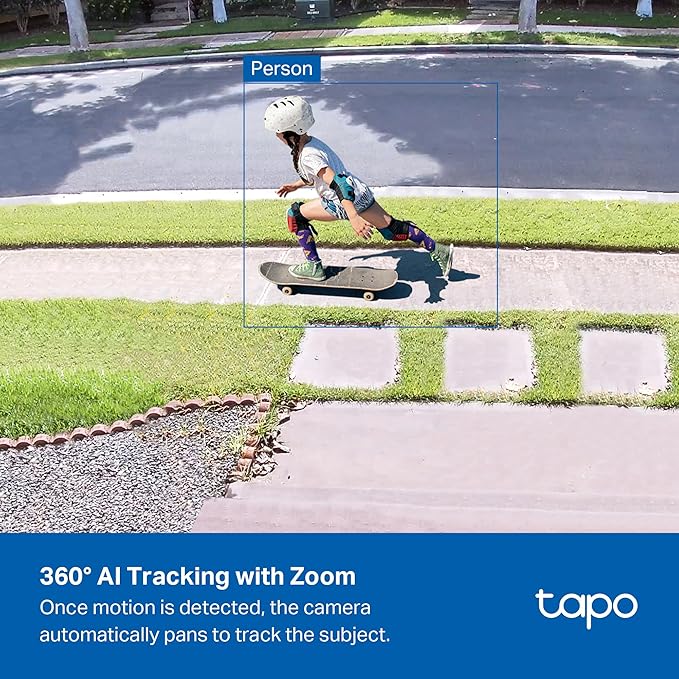 Tapo 4K 8MP Wired Pan/Tilt Outdoor Security Camera, Free Person/Vehicle Detect & 360° View, Color Night, Local AI, SD/Cloud Storage, Works w/Alexa & Google Home, 2.4 GHz WiFi C560WS