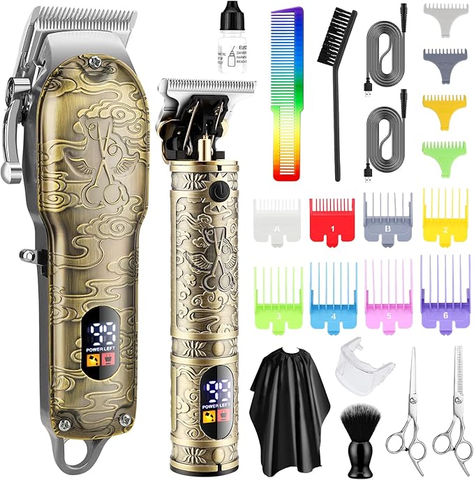 Hair Clippers Set for Men with Beard Trimmer,Professional Cordless Hair Trimmer for Men,Barber Kit Professional for Man Haircutting Machine with LED Display