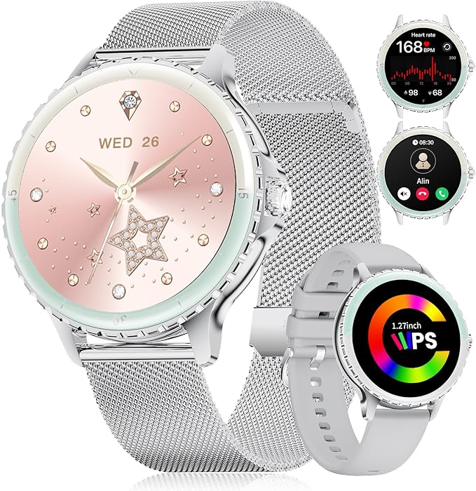 LIGE Smart Watches for Women (Answer/Make Call) 1.27â TFT Smartwatch,300mAh/IP68 Waterproof Fitness Tracker Pedometer 111 Sport Modes for Android iOS,Sliver