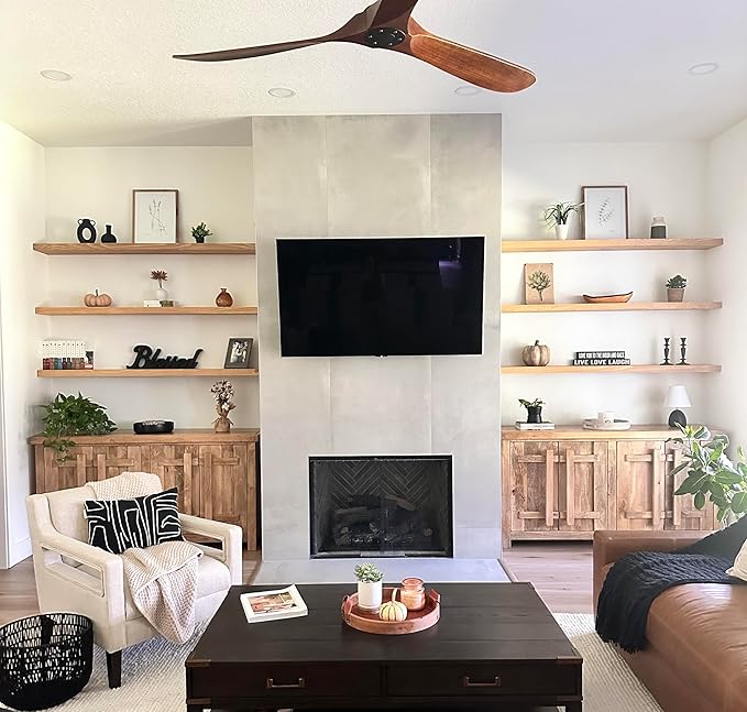 joelsantiques - 72 Inch Wooden Floating Shelves for Wall - 72x8x2 in - Made of Natural Wood - Long FWall Shelves for Bedroom - Perfect for Living Room, Kitchen - Made in USA - Beige