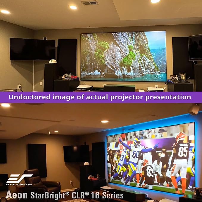 Elite Screens 123" Fixed Frame Projector Screen 16:9, 4K/8K UHD, Edge-Free ALR, 1.65 Gain, 90% Ceiling Light Rejecting, AR123H2-SBCLR16