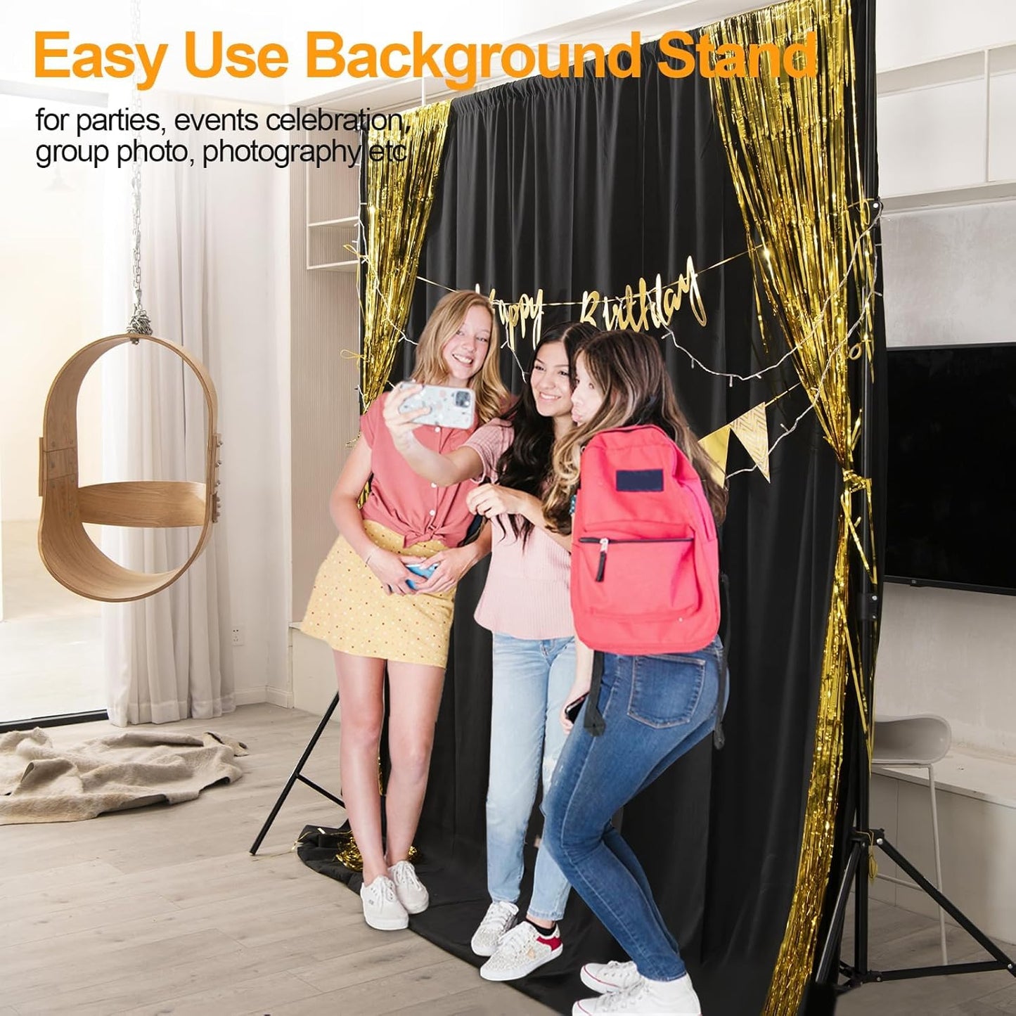 EMART Photo Backdrop Stand kit, 7.8 x 10 ft Back Drop Adjustable Frame for Photography, Photoshoot Banner Background Support Holder for Parties Dectoration