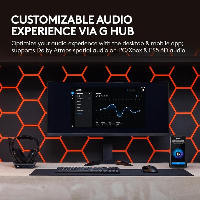Logitech G Astro A50 X Multi-Platform Wireless Gaming Headset + Base Station for PS5/Xbox/PC: PLAYSYNC Video & Audio Switcher, HDMI 2.1 4K 120Hz VRR, <24bit/48kHz, 24hr Battery, 2.4GHz & BT - Black