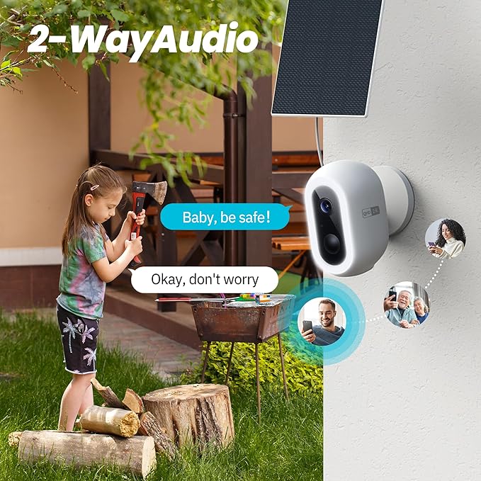 Laview 2K Solar Security Cameras Wireless Outdoor, Rechargeable Battery Wifi Cameras for Home Security with Spotlight Color Night Vision,Siren Alarm,AI Human Detection,IP65,2-Way Talk,Cloud/SD Storage