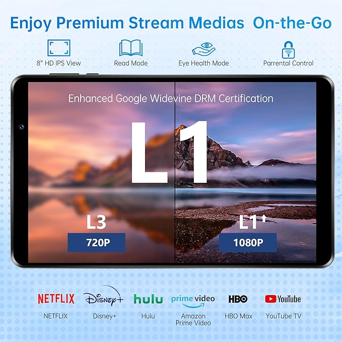 HAOVM M8 Android 15 Tablet 8 inch,8 core CPU,12GB+64GB,2TB Expandable,HD IPS Display,Widevine L1,Wi-Fi 6,BT5.4,5MP+8MP Camera,5100mAh Large Battery,Tablet for Kids,Black