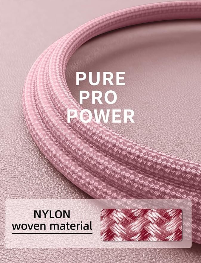 iPhone 16 USB C Cable Fast Charging [2 Pack, 6FT], USB A to USB C Charger Cord, Upgraded Extra Durable Braided USBC Cable Compatible with iPhone 17 16 15 Pro Max, LG and More-Pink