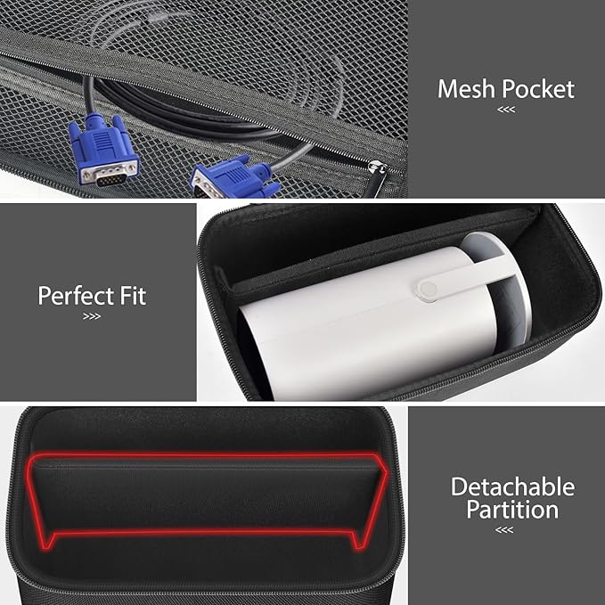 Upgraded Mini Projector Case Compatible with Magcubic HY300Pro+ / HY300PRO for ENUOSUMA HY300 ULTRA for Alwtniet Portable Projector 4K 1080P Support, Storage Organizer for Accessories-Black (Bag Only)