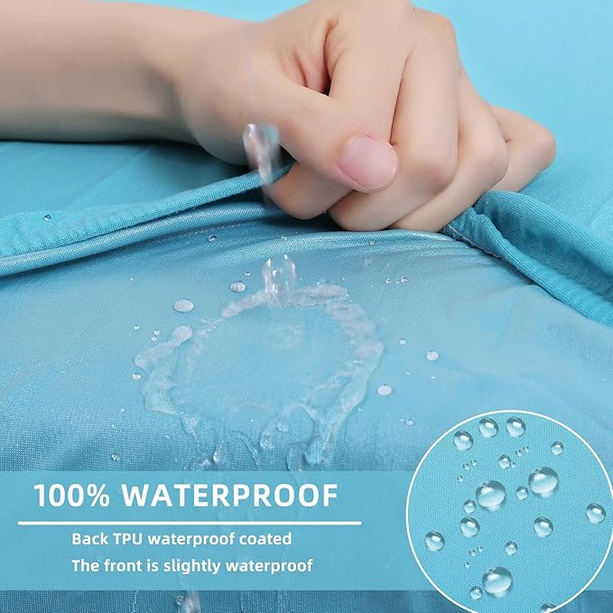 hyha Waterproof Couch Cushion Covers, Stretch Sofa Couch Seat Slipcover for Dog Washable, Non-Slip Waterproof Outdoor Cushion Covers for Patio Furniture Replacement (1 Piece for Small, Peacock Blue)
