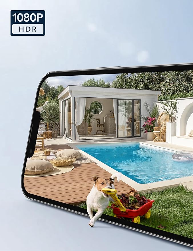 GNCC GK2 Outdoor Security Camera, 355° PTZ Camera, 1080P Color Night Vision, AI Motion, 2-Way Audio, IP65 Waterproof, 24/7 Wired Power, Works Alexa, Cloud Subscription/SD Card Storage, 2.4Ghz WiFi