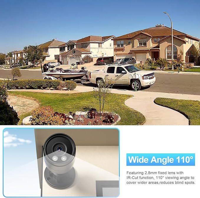 PoE Camera 4MP, Outdoor IP67 Bullet Security IP Camera, Smart Dual Light Full Color Night Vision, Built-in Mic, 2.8m Lens 110° Angle Viewing, Human/Vehicle Detection, INB4FD38F-B (Black)