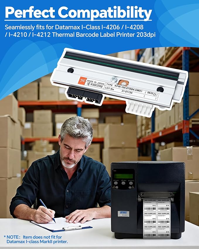 PHD20-2181-01 Genuine Printhead for Datamax I-4206 I-4208 I-4210 I-4212, New OEM Print Head Replacement for Datamax-O'Neil Barcode Thermal Label Printer 203dpi