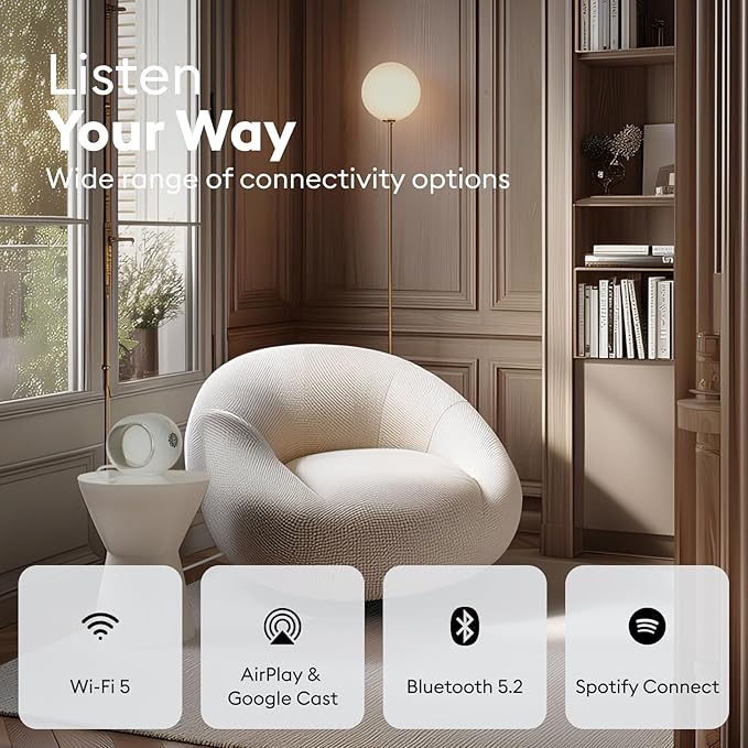 Devialet - Phantom Ultimate 98 dB - Light Pearl - Zero Distortion - High-Resolution Audio Processing - Multiroom Sync. - Home Audio Speaker