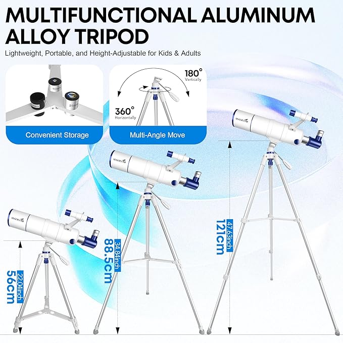 Telescope for Adults High Powered, 90mm Aperture 550mm Portable Refractor Telescope for Kids & Astronomy Beginners, Professional Telescopes with Tripod, Phone Adapter, Moon Filter, Carry Bag