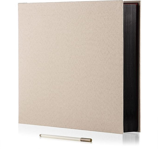 Photo Album Self Adhesive Scrapbook 3x5 4x6 5x7 6x8 Magnetic Album DIY Scrap Book 11x10.6 Inch 40 Black Sticky Pages Linen Cover Beige DIY Photo Album