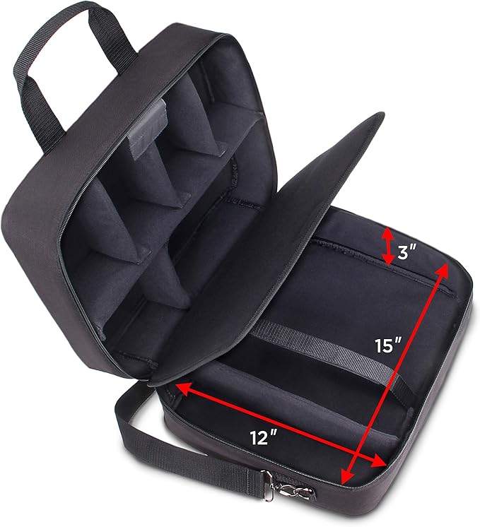 USA Gear Projector Carrying Case, Customizable Scratch Resistant Interior, HDMI Projector Bag Compatible with Epson, Benq and More Bluetooth (15 x 12 x 3 inches) - Blue