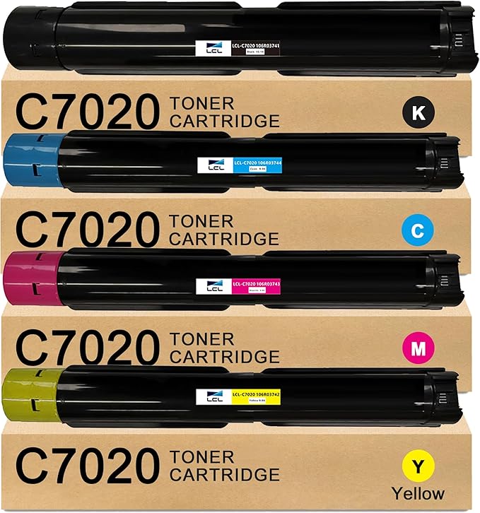 LCL C7020 C7025 C7030 Toner Cartridge High Capacity 106R03741 106R03744 106R03743 106R03742 Replacement for Xerox Versalink C7020 C7025 C7030 Printer (Black Cyan Magenta Yellow 4-Pack)