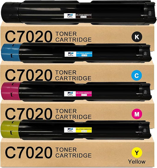 LCL C7020 C7025 C7030 Toner Cartridge High Capacity 106R03741 106R03744 106R03743 106R03742 Replacement for Xerox Versalink C7020 C7025 C7030 Printer (Black Cyan Magenta Yellow 4-Pack)