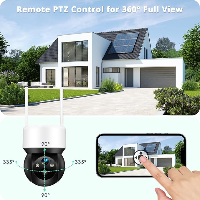 YOTON 4G LTE Solar Outdoor Security Camera Wireless, No WiFi Home Security Camera with 2K Color Night Vision, PIR Motion Detection, 2-Way Audio, IP65, Includes 32GB TF & Built-in SIM Card, US Only