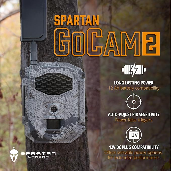 Spartan Camera GoCam2 Cellular-2 Pack, APP Control Trail Camera, 4G LTE, 1080P Video, FHD Photos, No Glow, Night Vision, Motion Activated, IP65 Water Resistant (Spartan Areus, Verizon)