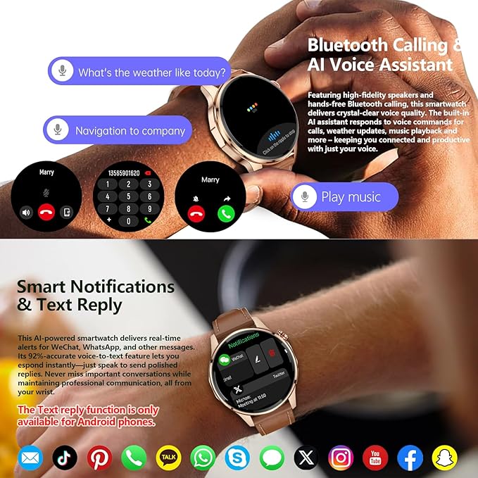 Smart Watch for Men Built-in GPS(Answer/Make Call/Text), 1.46" AI Smartwatch for Android Phones/iPhone, 100+ Sport Mode Fitness Tracker with Health/Sleep Monitor, Compass/Barometer/Altitude(2 Straps)