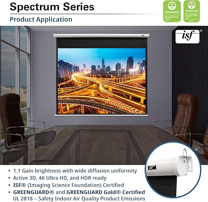 Elite Screens Spectrum, 84-inch Diag 4:3, Electric Motorized 4K/8K Ready Drop Down Projector Screen, ELECTRIC84V