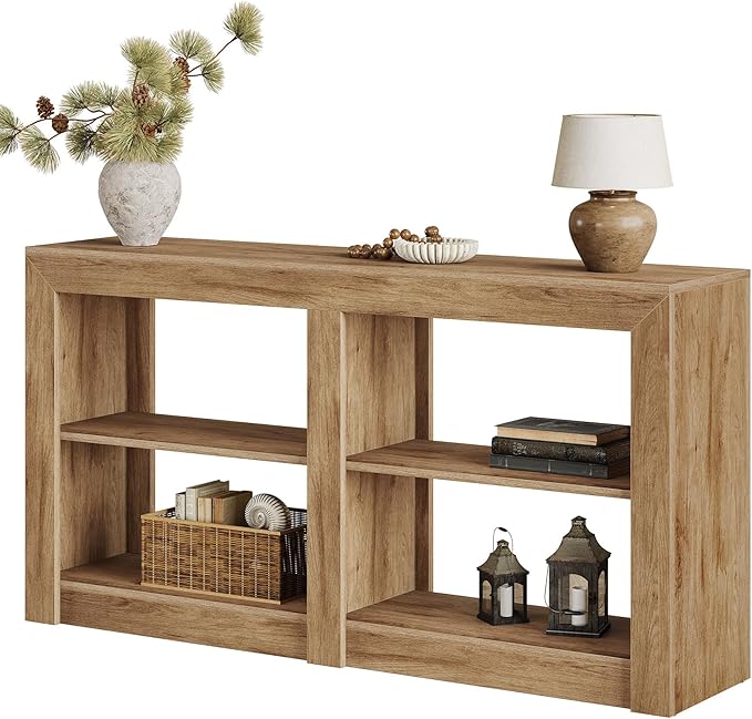 Tribesigns Farmhouse Console Table, Hallway Table for Entryway, Wood Console Behind Couch for Living Room, Hallway, Foyer, Oak
