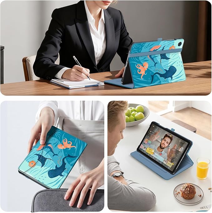 Fintie Case for Samsung Galaxy Tab A9 Plus/A9+ 5G 11 Inch 2023 Model (SM-X210/X216/X218), Multi-Angle Viewing Smart Stand Back Cover with Pocket Auto Wake/Sleep, Blue Ocean