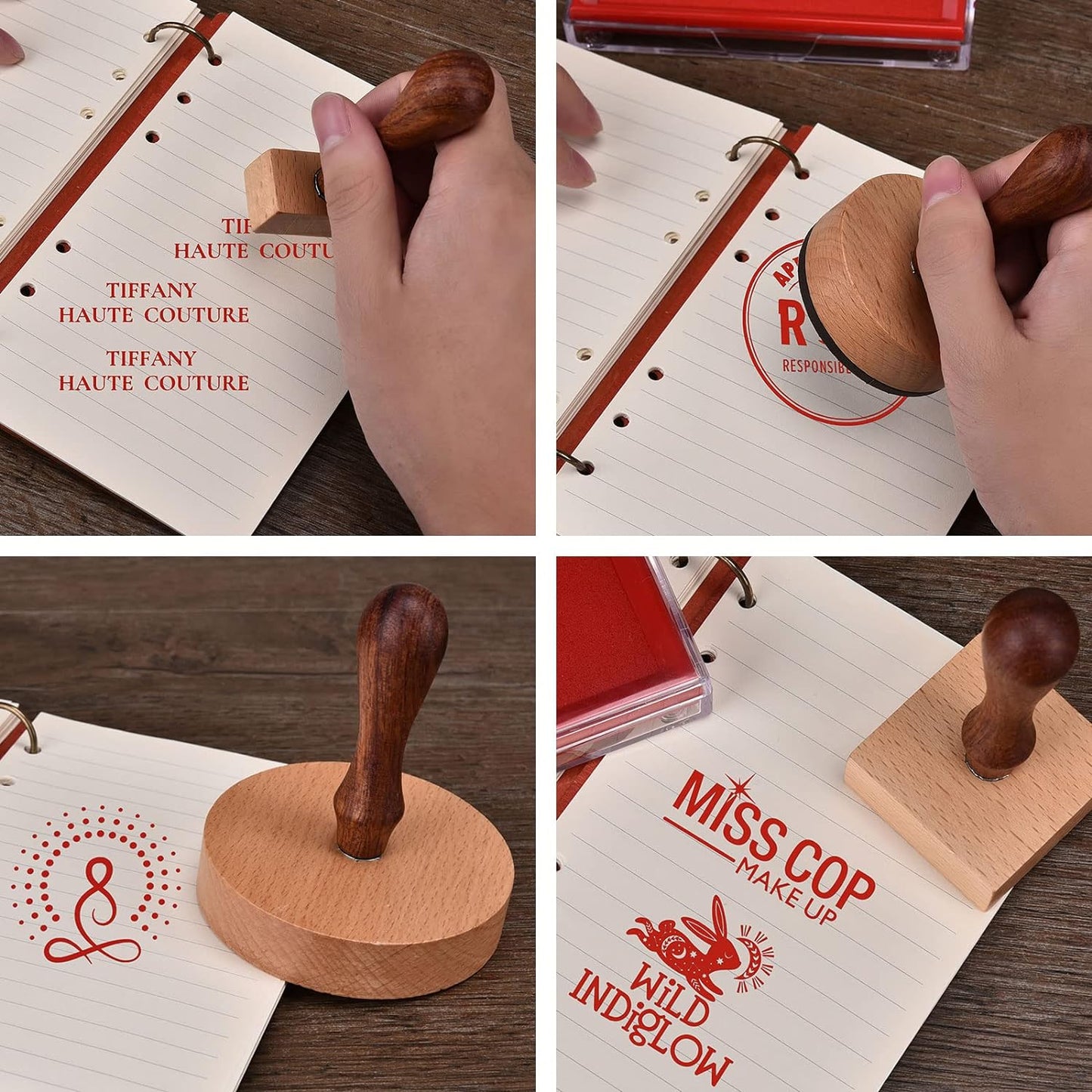 Custom Stamp - Personalized Logo/Address/Name Stamp Multiple Sizes Wooden Rubber Stamps