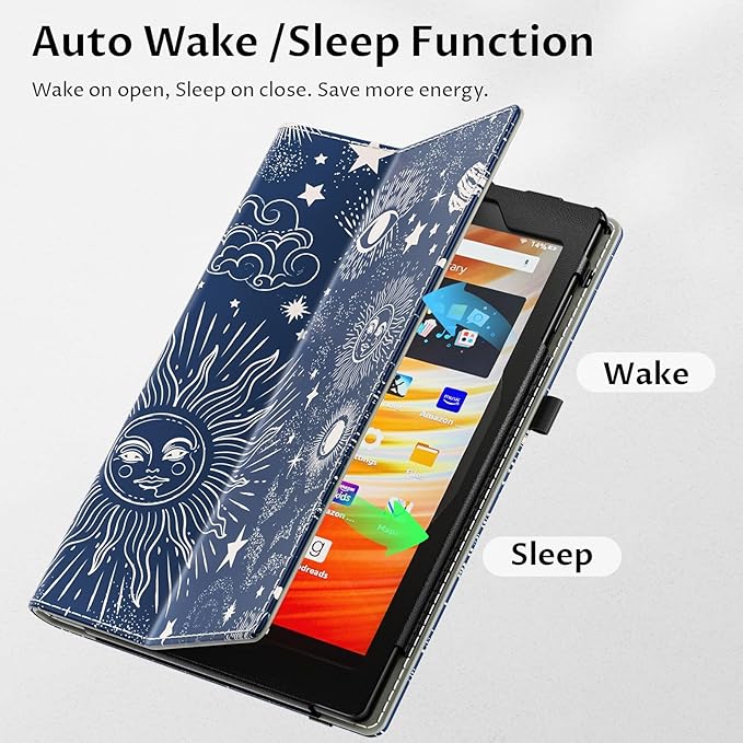VORI Case for All-New Amazon Kindle Fire HD 10 Tablet (13th/11th Generation 2023/2021 Release) and Fire HD 10 Plus 10.1", Slim Folding Stand Folio Cover with Auto Wake/Sleep & Hand Strap, Space Galaxy