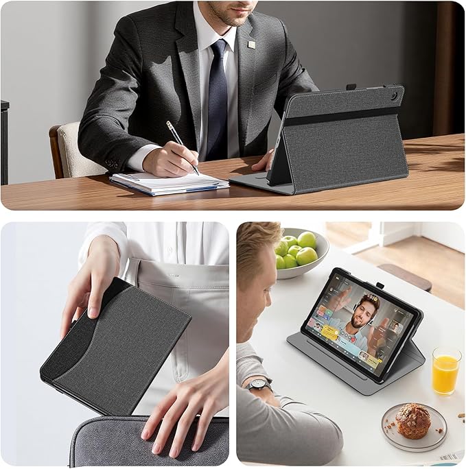 Fintie Case for Samsung Galaxy Tab A9 Plus/A9+ 5G 11 Inch 2023 Model (SM-X210/X216/X218), Multi-Angle Viewing Smart Stand Back Cover with Pocket Auto Wake/Sleep, Gray/Black