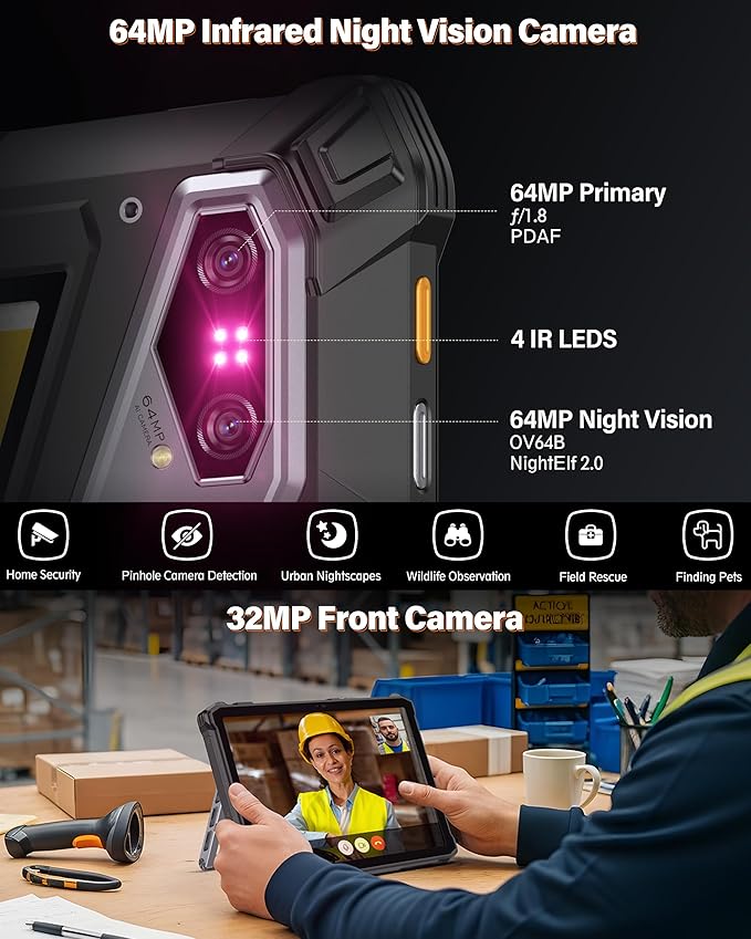 Ulefone Armor Pad 5 Pro 5G Rugged Tablet, Dimensity 7400X 32GB+512GB/2TB Expansion Android 15, 24200mAh(120W), 11" FHD+ Screen, IP68/69K, 64MP+64MP, 32MP, Dual LED Lights/Warning Lights, Widevine L1