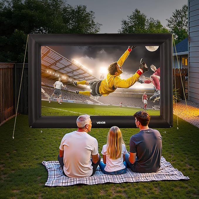 VEVOR 20FT Inflatable Projector Screen, Inflatable Movie Screen Outdoor with 250W Air Blower Projector Screen Oxford Fabric Material Blow Up Screen for Outdoor Backyard, Home Theater, Theme Party