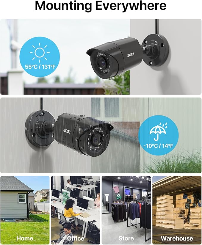 ZOSI 3K Lite 8CH Security Camera System Outdoor with 1TB Hard Drive,AI Human/Vehicle Detection,Night Vision,H.265+ 8 Channel 5MP Lite Video DVR Recorder,8X 1080P HD 1920TVL Weatherproof CCTV Cameras