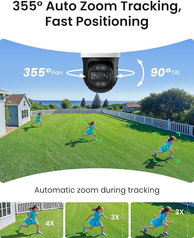 REOLINK PTZ Security Camera System 4K, IP PoE 360 Camera with Dual-Lens, Auto 6X Hybrid Zoomed Tracking, 355 Pan & 90 Tilt, Outdoor Surveillance, AI Detection, TrackMix PoE