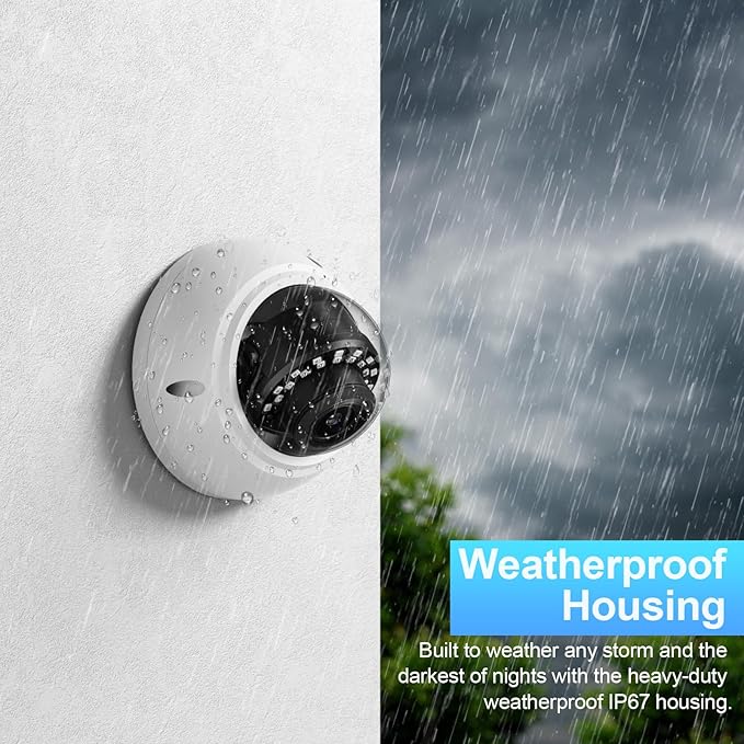 AI 8MP PoE Camera, Wired IP Vandal-Proof Dome Security Surveillance Camera, Waterproof IP67, Face Detection, Human&Vehicle Detection, 2.8mm 110°, Built-in Mic, No PT Supported, IND8BR56A